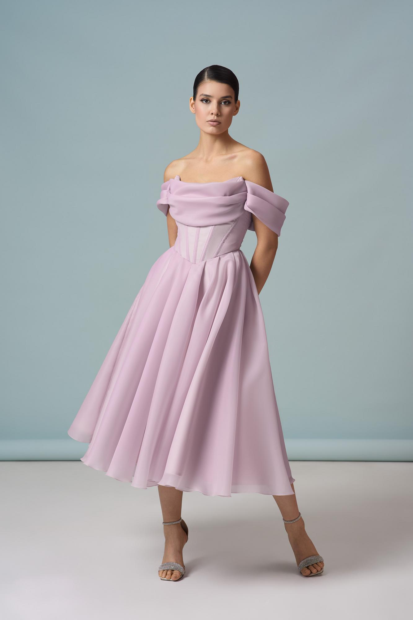 Коктейльное платье миди "Нина" пудра