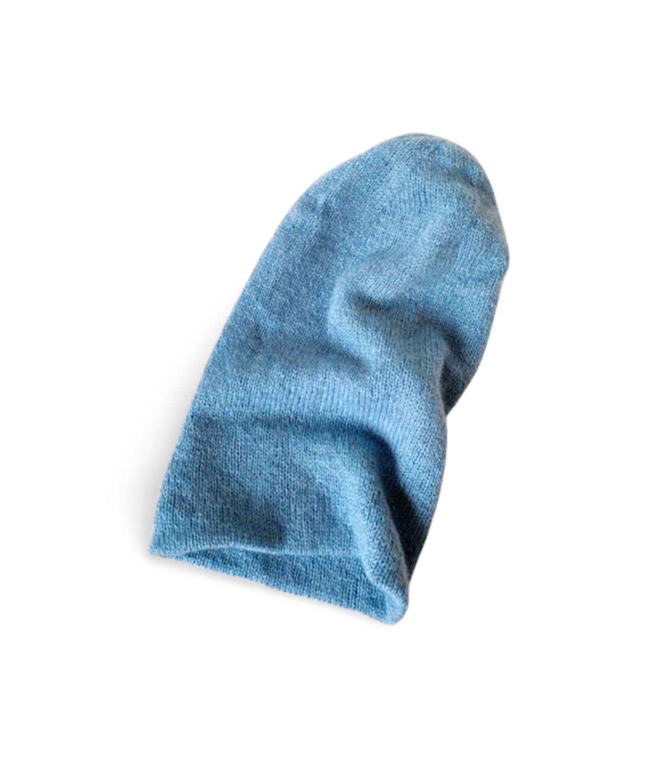 КАШЕМИРОВАЯ ДВОЙНАЯ ШАПКА ГОЛУБАЯ
