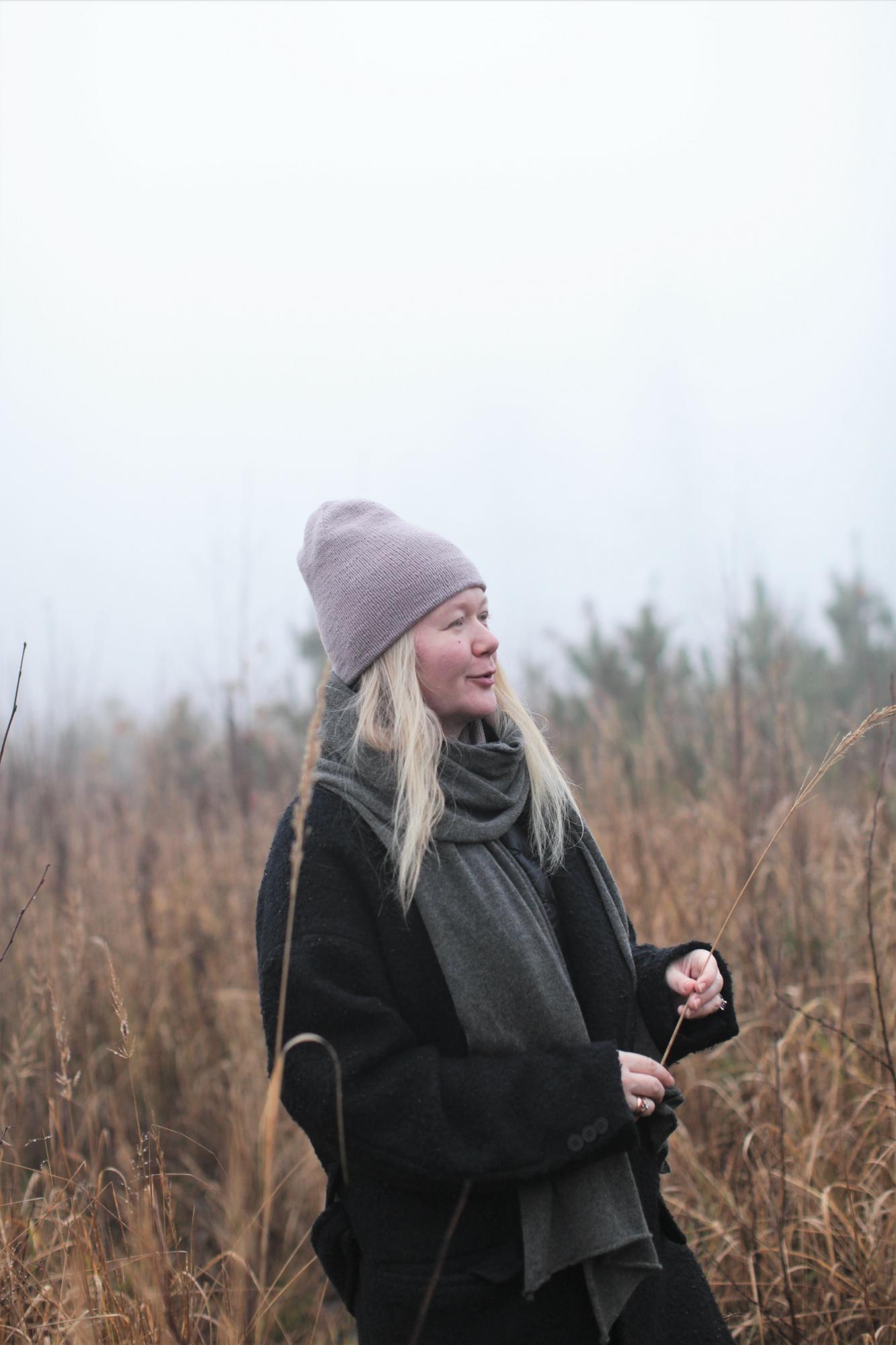 КАШЕМИРОВАЯ ДВОЙНАЯ ШАПКА ВЕРЕСКОВОЕ УТРО