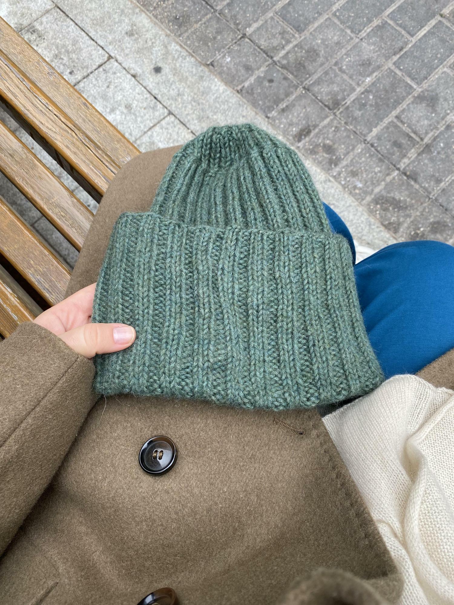 ШАПКА ШАЛФЕЙ ИЗ СУРИ АЛЬПАКИ, СУПЕРКИДМОХЕРА И МЕРИНОСА С ОТВОРОТОМ