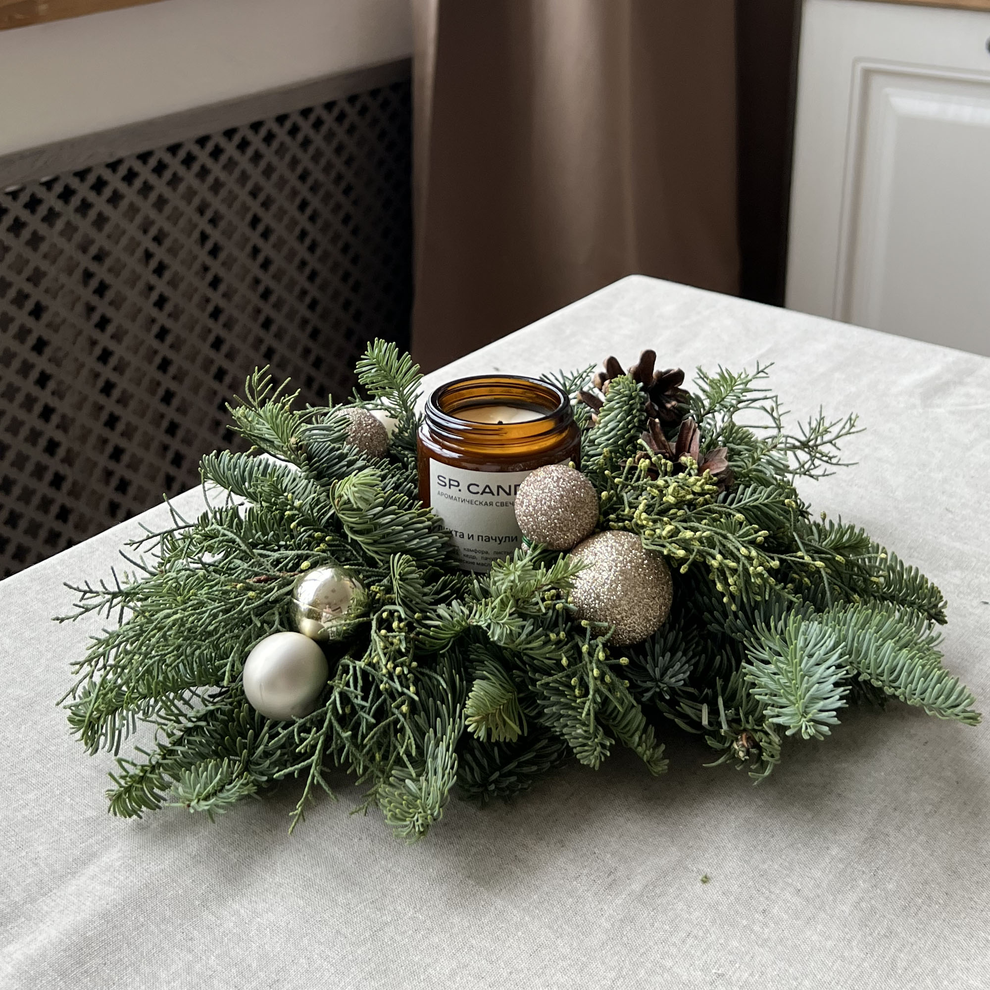 Композиция со свечой "Зимний день"