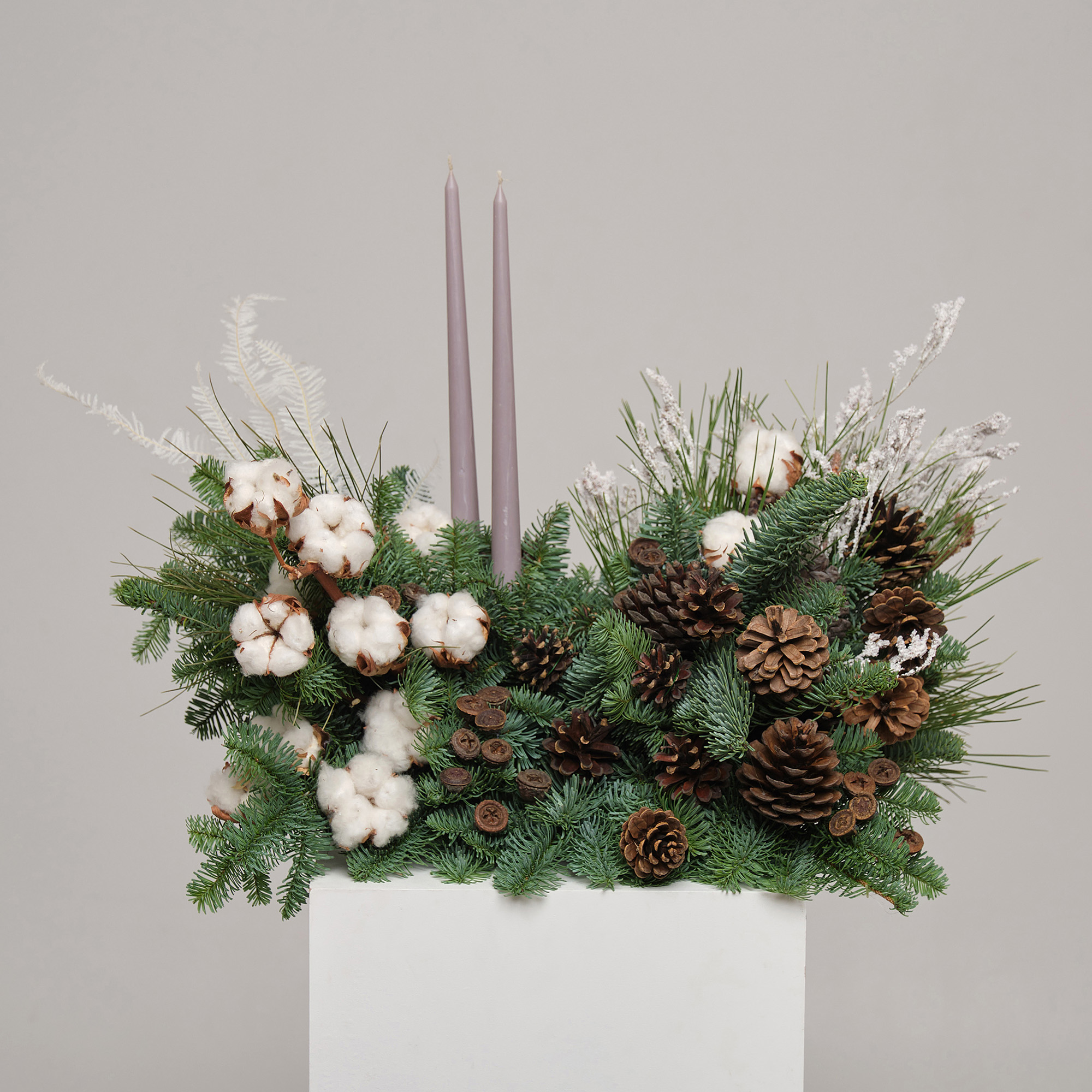 Композиция с античными свечами "Зимняя сказка"