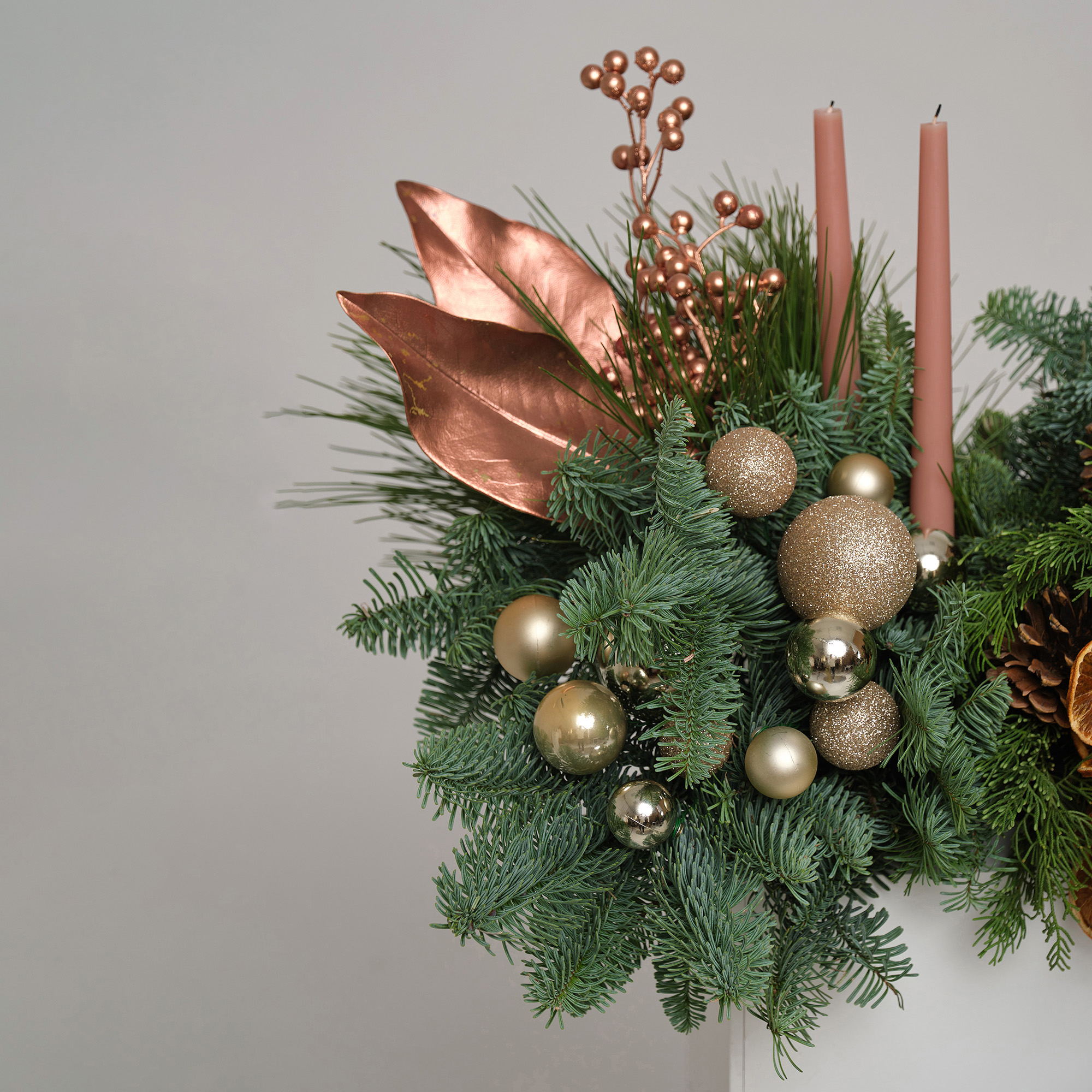 Композиция с античными свечами "Брызги шампанского"