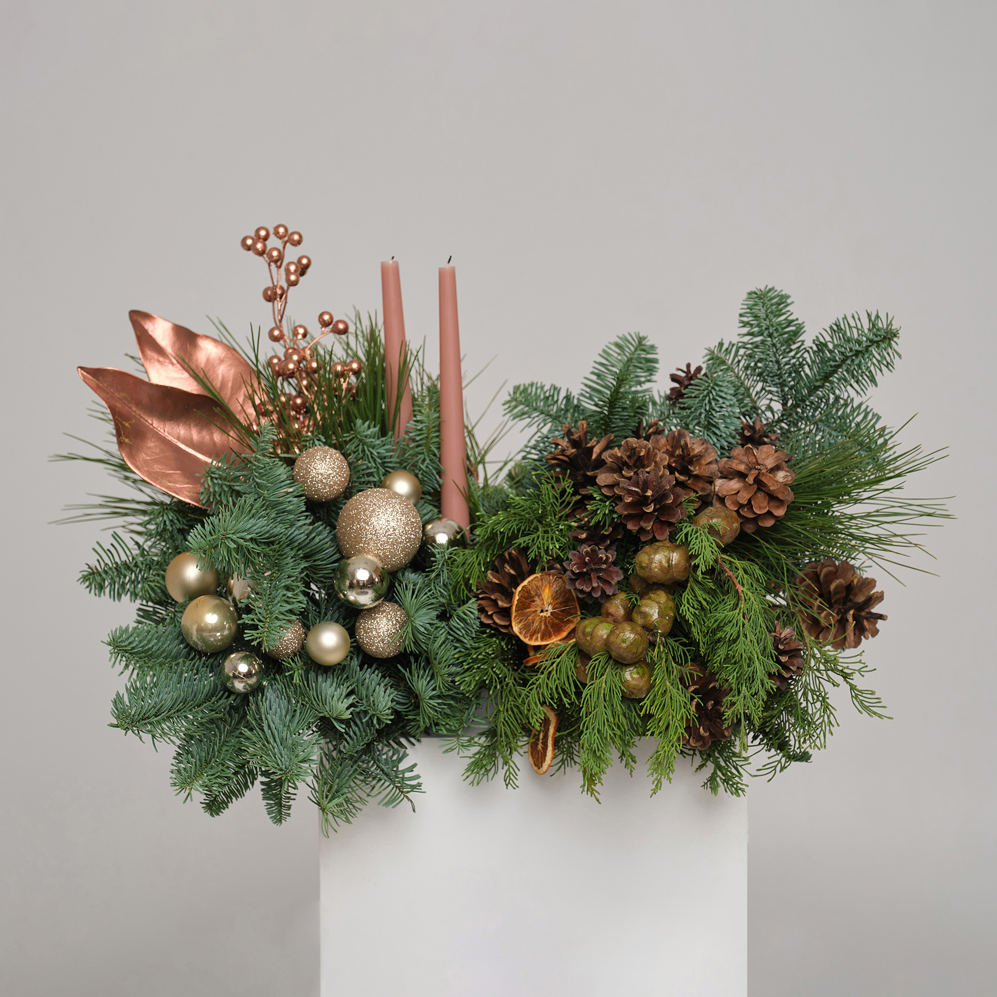 Композиция с античными свечами "Брызги шампанского"