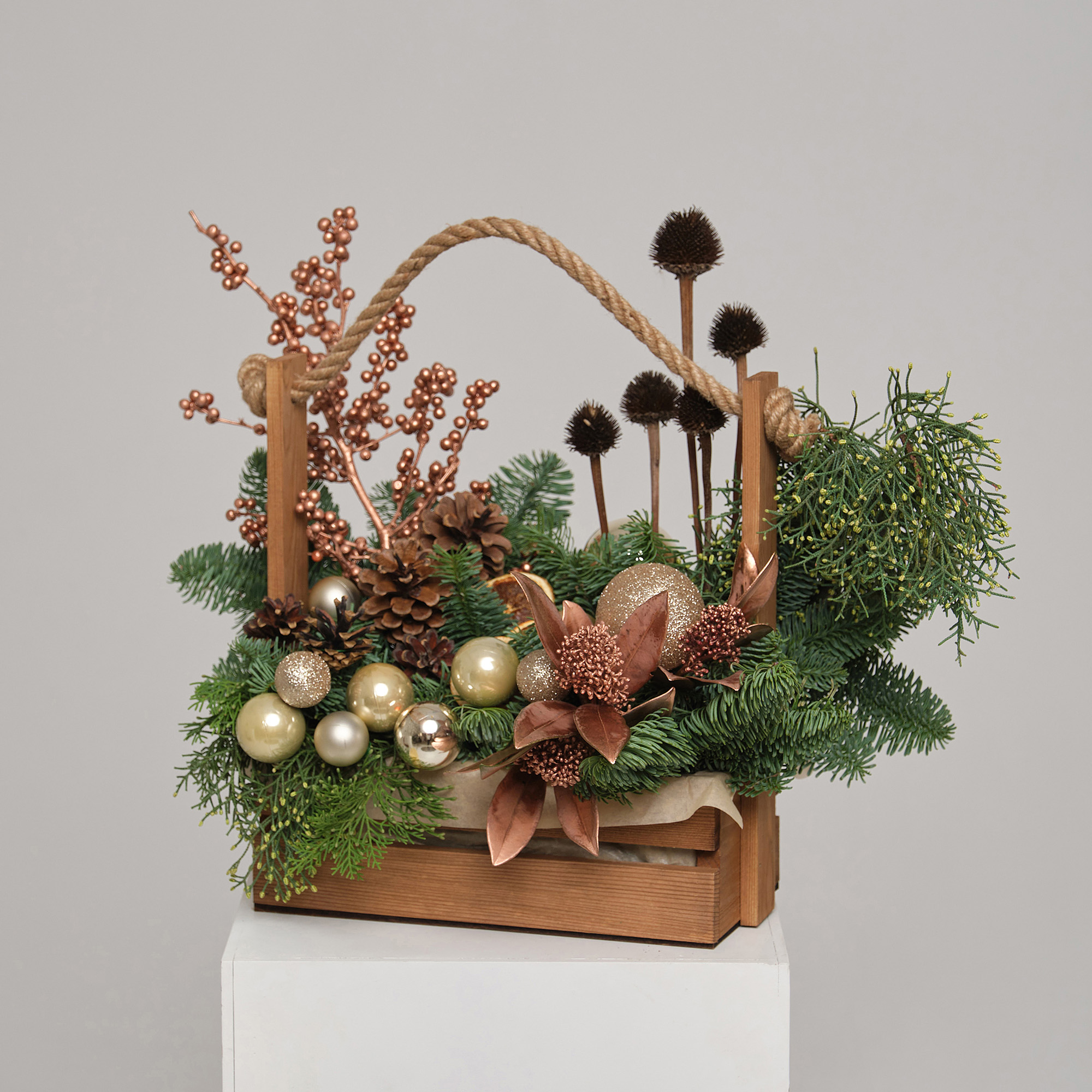 Композиция в ящике "Брызги шампанского"