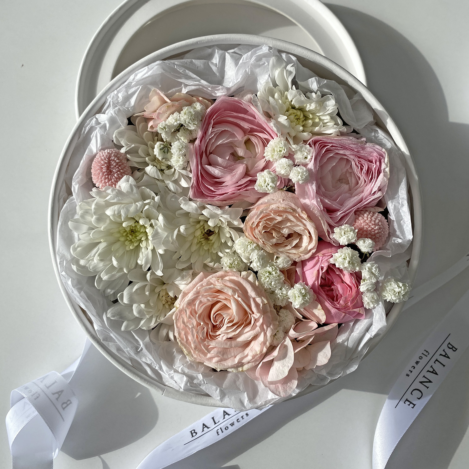 Круглая коробочка с цветами