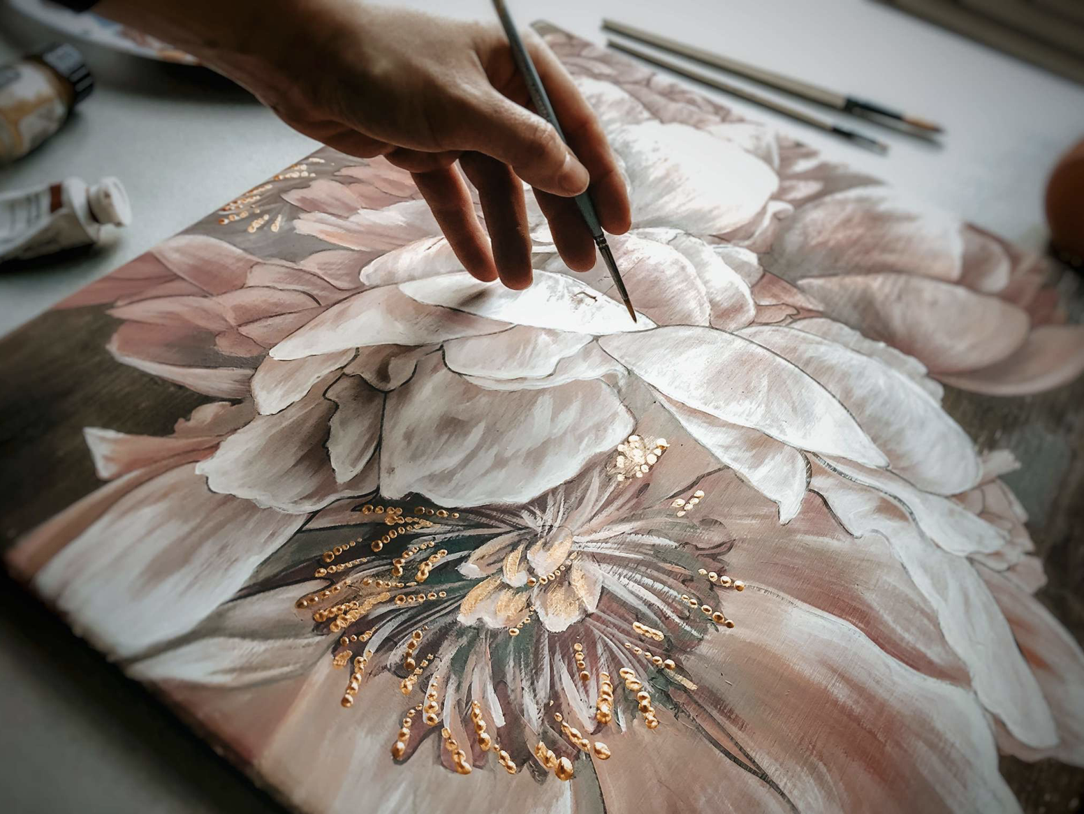 Peony Stencil + video tutorial