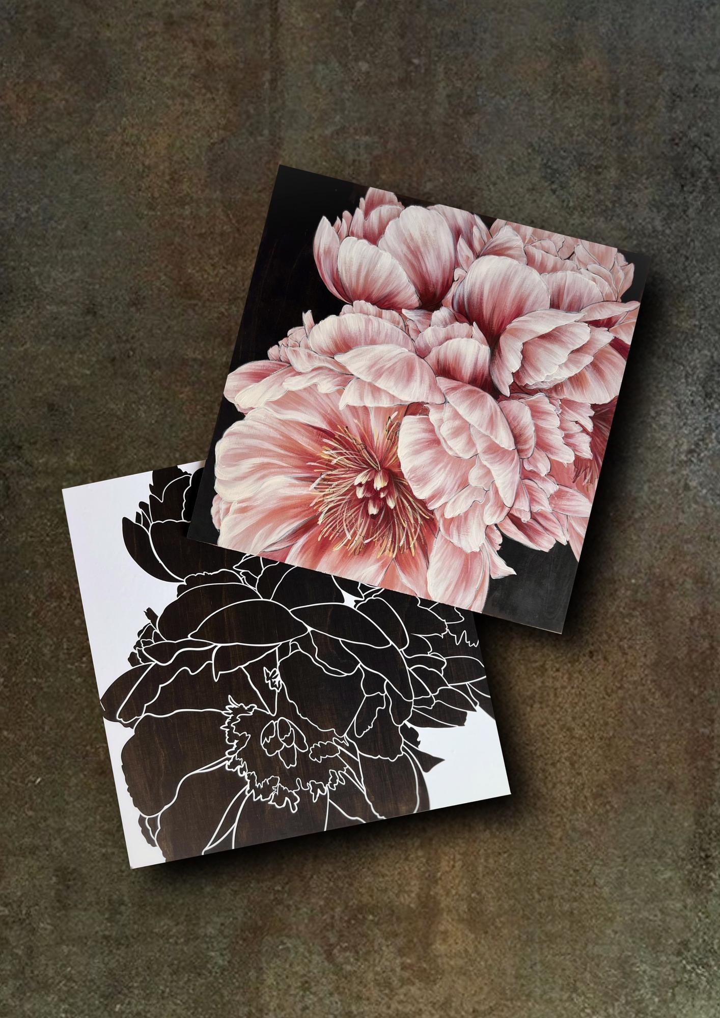 Peony Stencil + video tutorial