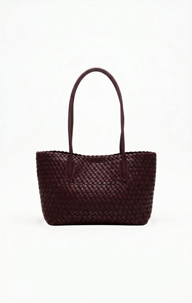 Плетеный мини-шоппер в цвете бордо