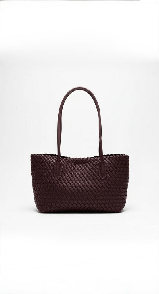 Плетеный мини-шоппер в цвете бордо