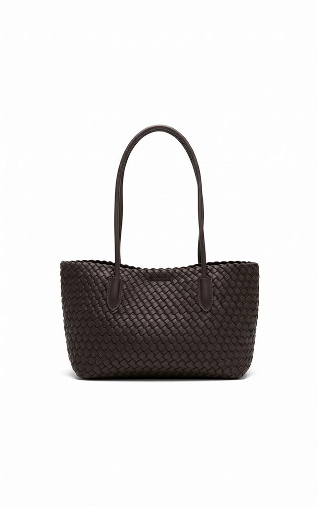 Плетеный мини-шоппер в цвете шоколад