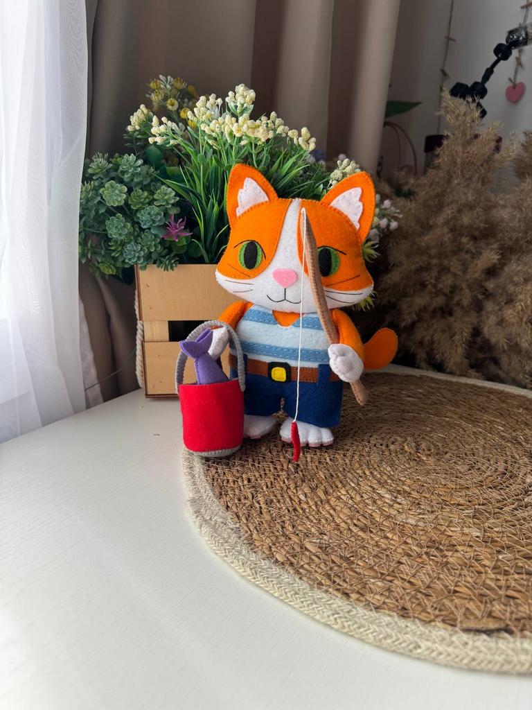 Выкройка PDF + ФОТО Мастер-класс  «Кот рыболов»