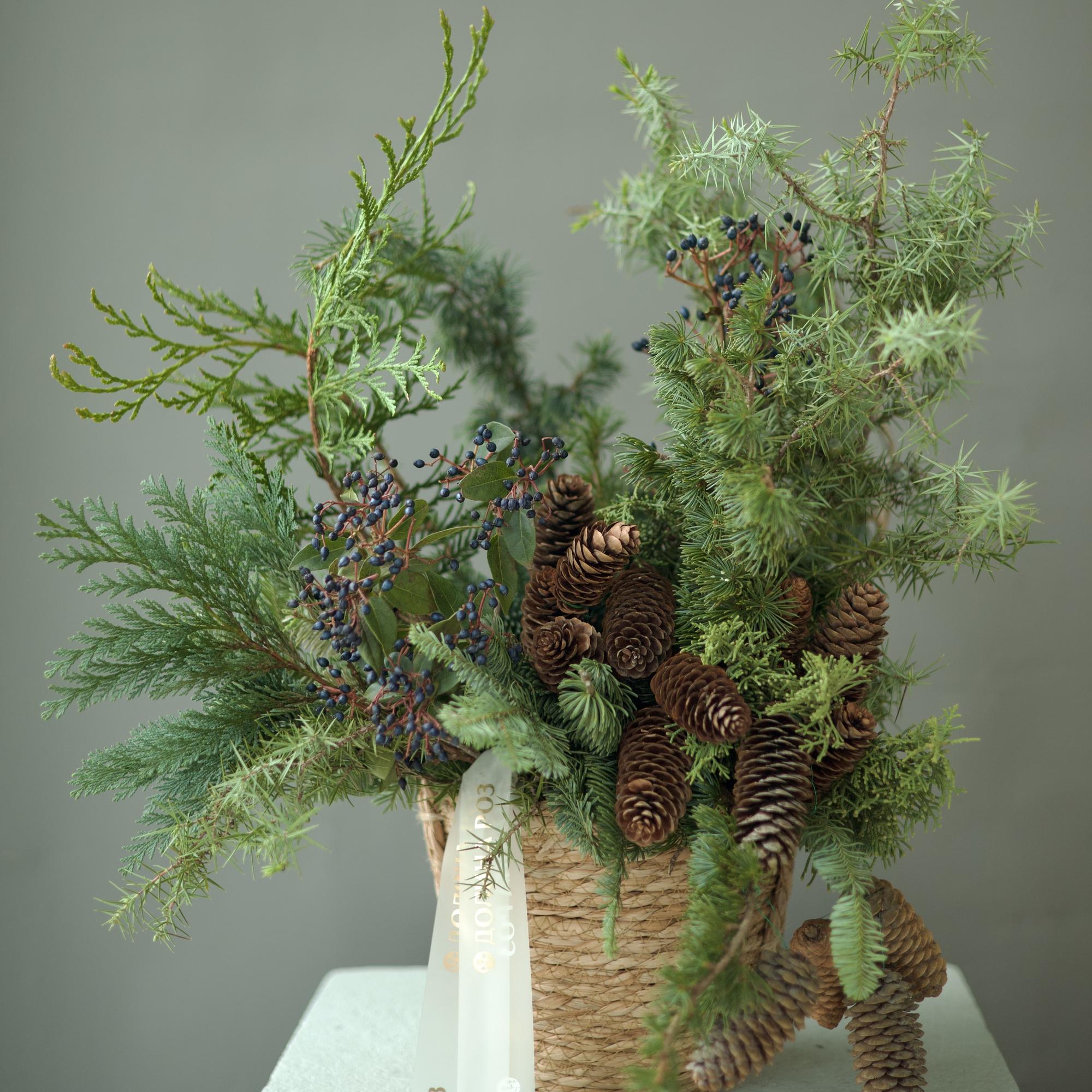 КОМПОЗИЦИЯ В ПЛЕТЕНОМ КАШПО