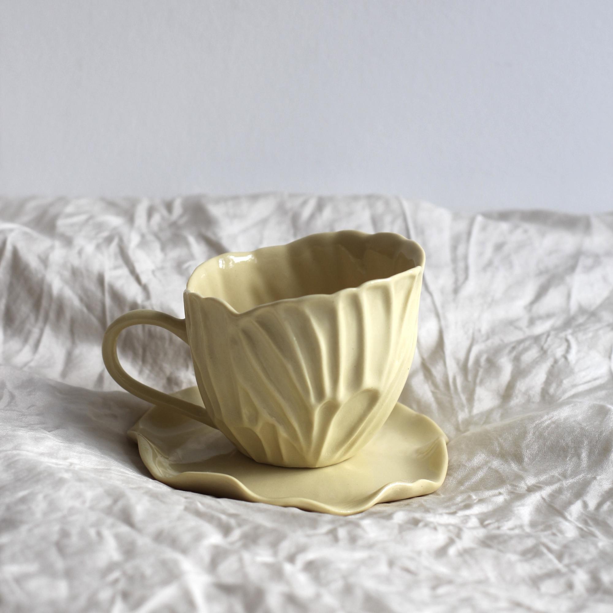 Чайная пара МОТЫЛЬКИ нежно-желтые