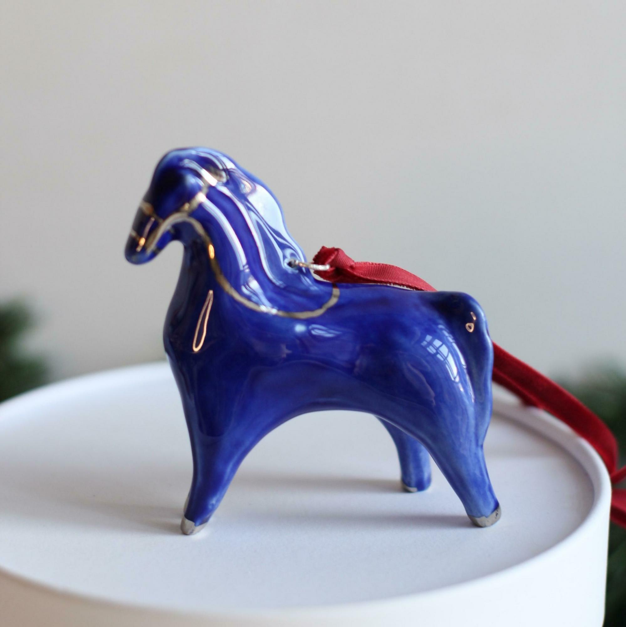 Ёлочная игрушка Лошадка синяя
