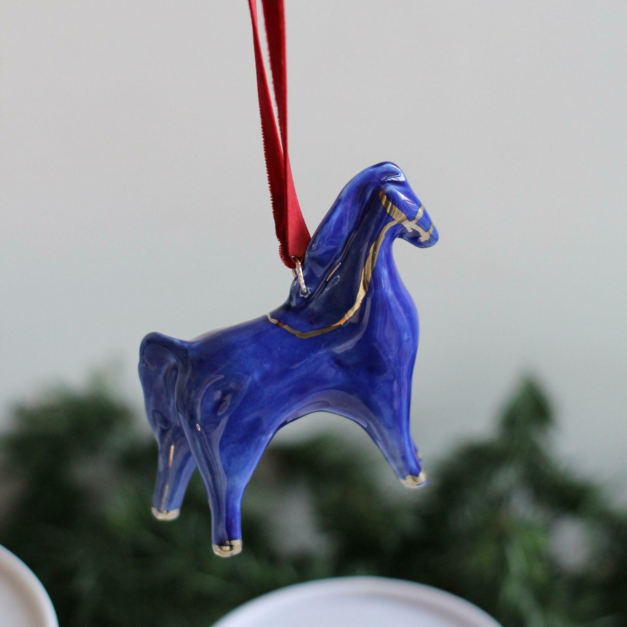 Ёлочная игрушка Лошадка синяя