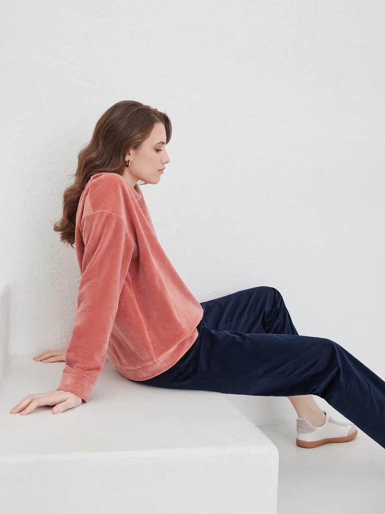 Coral velour sweatshirt