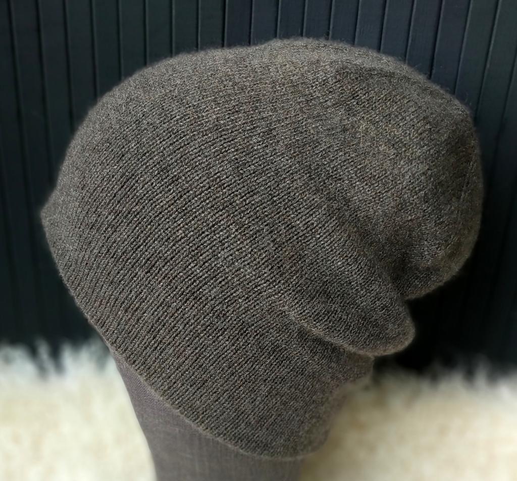Шапка бини из кашемира Серо-коричневый