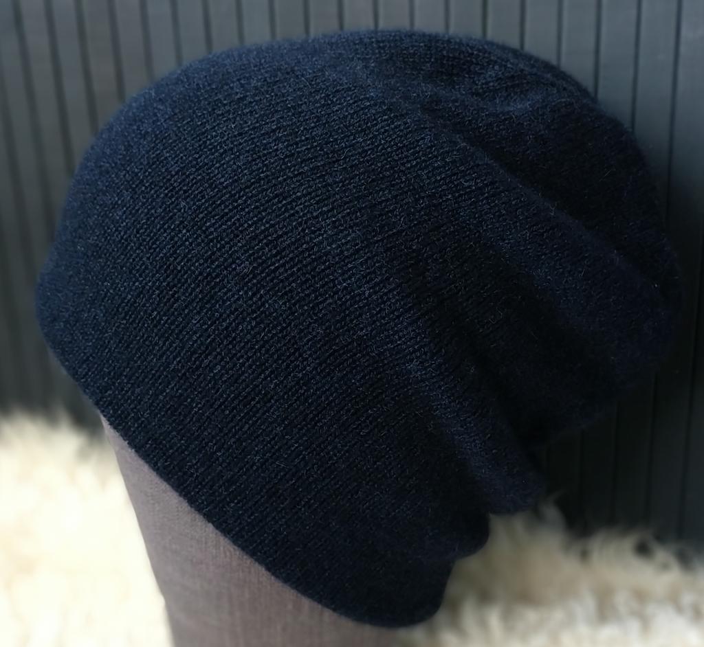 Шапка бини из кашемира Темно-Синий