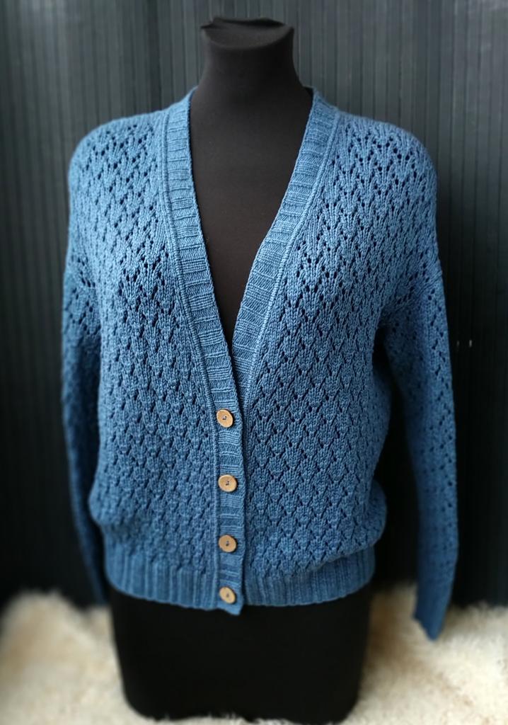 Кардиган из кашемира и мериноса Синий