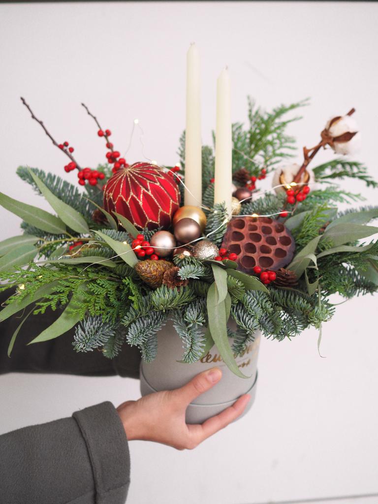 МК "Композиция в шляпной коробке со свечами"