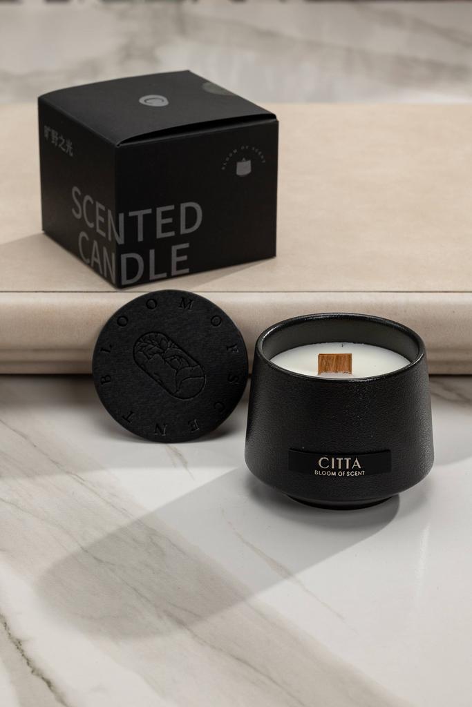 Арома свеча с древесным фитилем  Black - Sanskrit Tibetan Heart