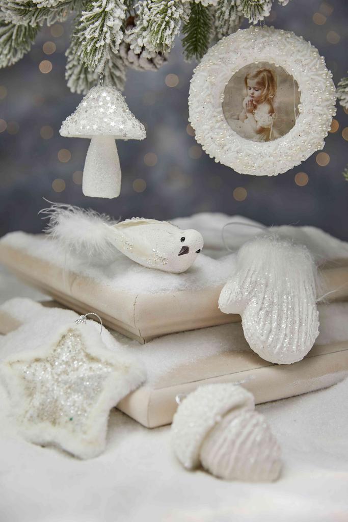 Авторский набор елочных игрушек из 6 шт. - "Снежная  сказка"