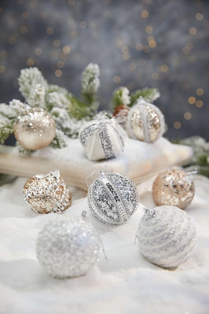 Авторский набор елочных игрушек из 8 шт. - "Новогодняя ночь"