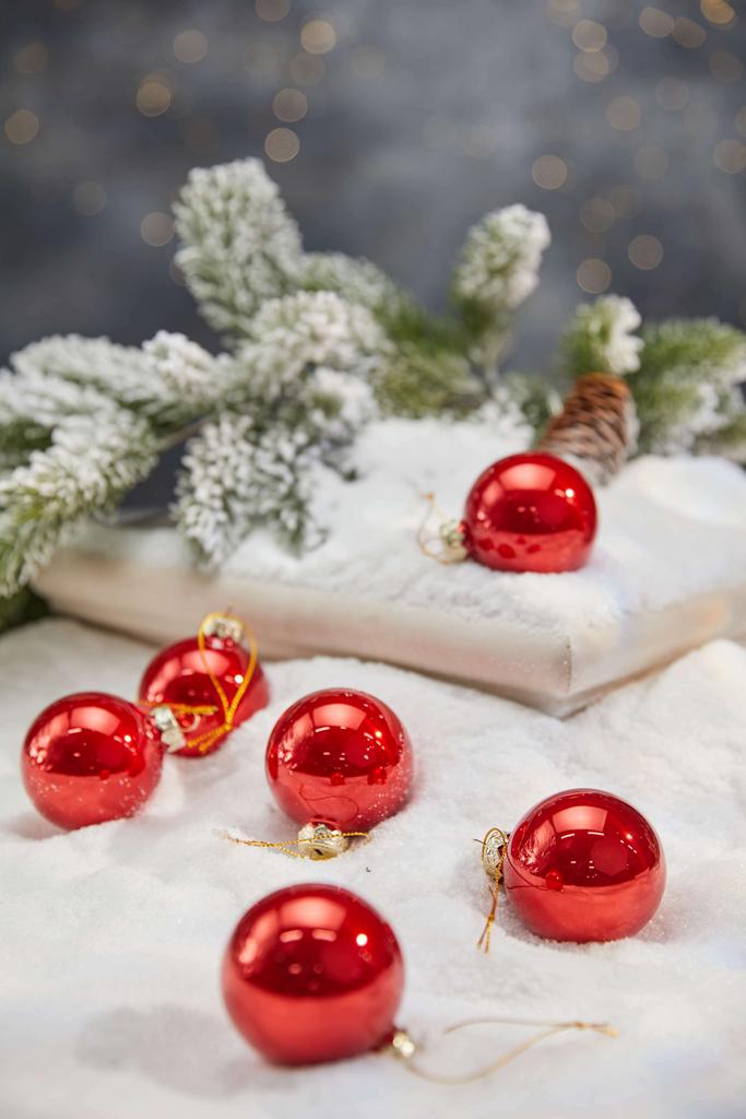 Авторский набор елочных игрушек 6 см. - Красный