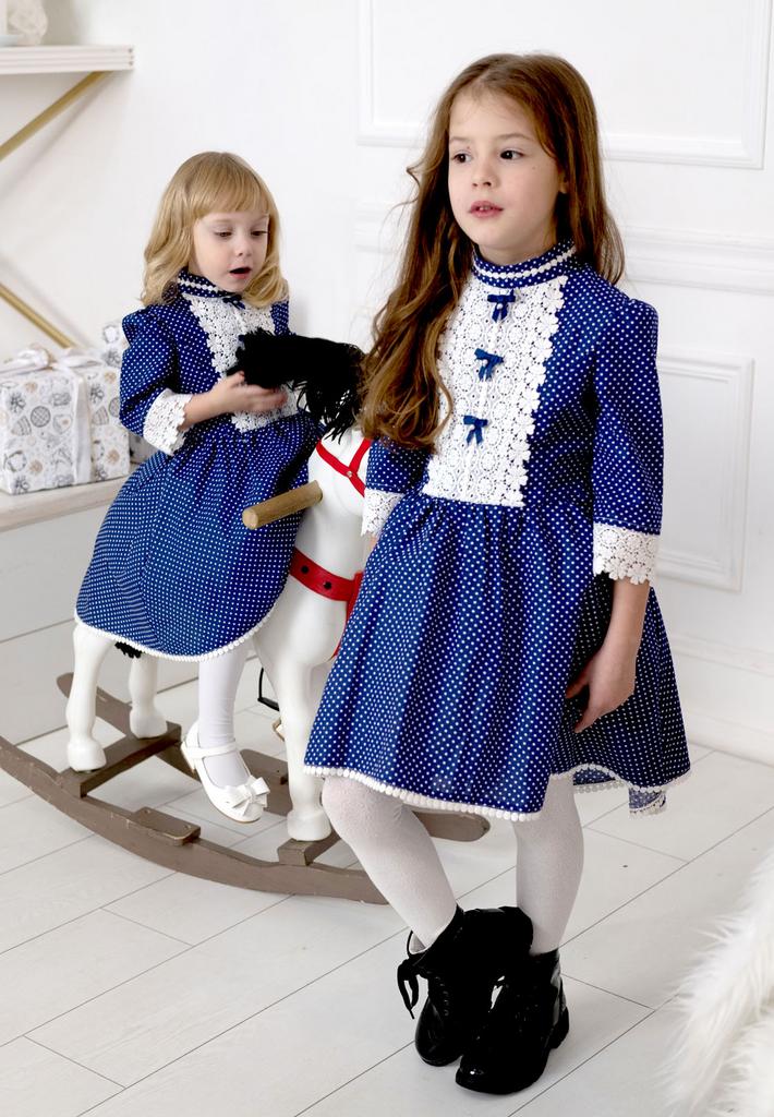 Платье МТ-422 горошек на синем