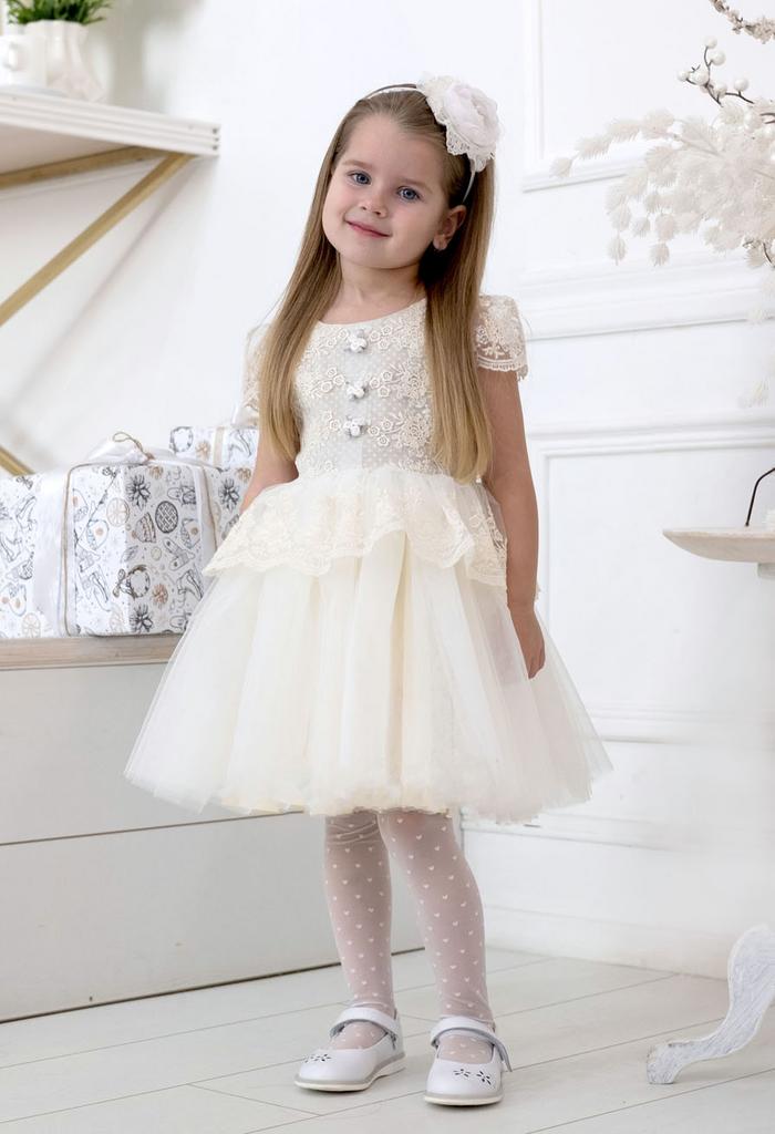 платье для девочки Л 18-15 "Эмилия" белый горох