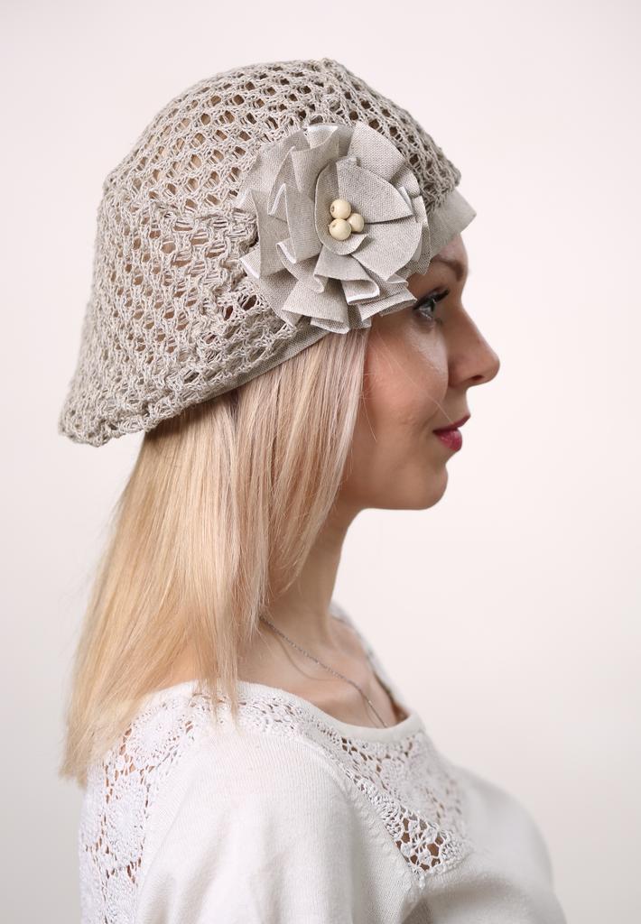 Берет женский ЦВЕТОК Л09-7  натуральный