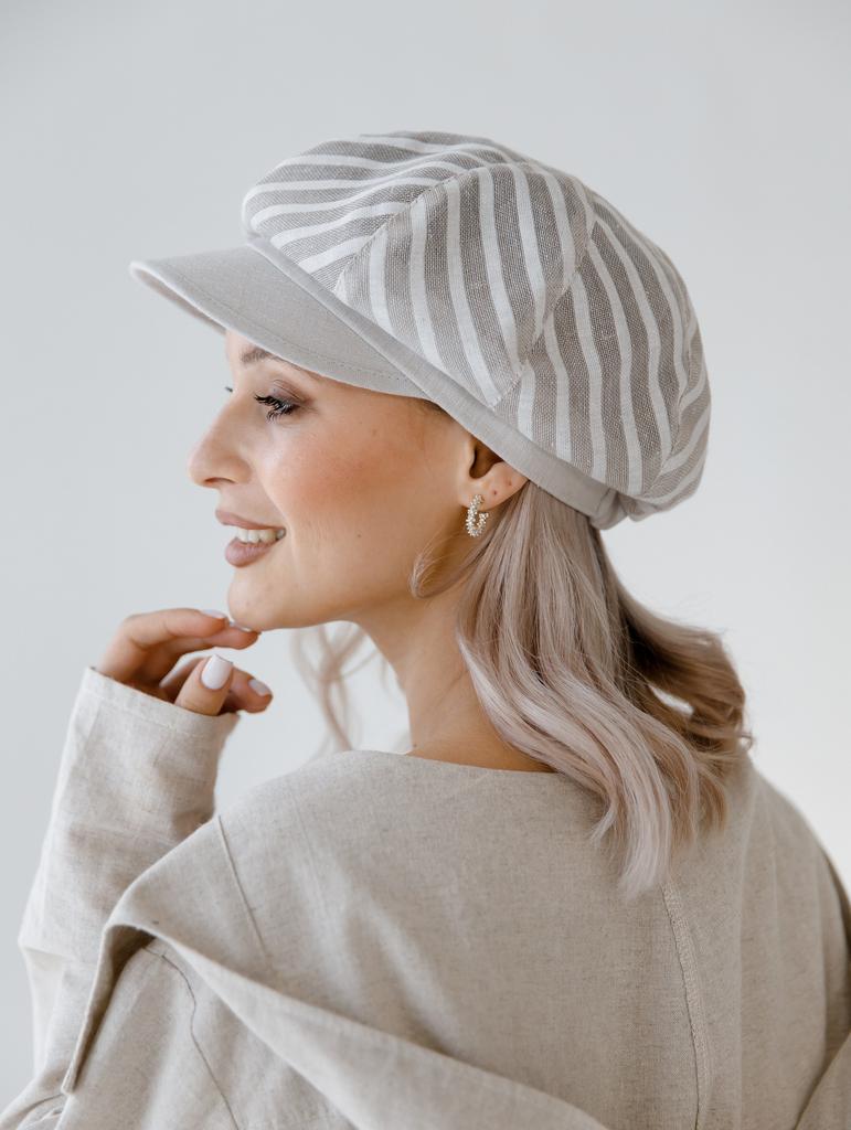 Л 17-2 кепи женская  ЛАТТЕ серая полоска