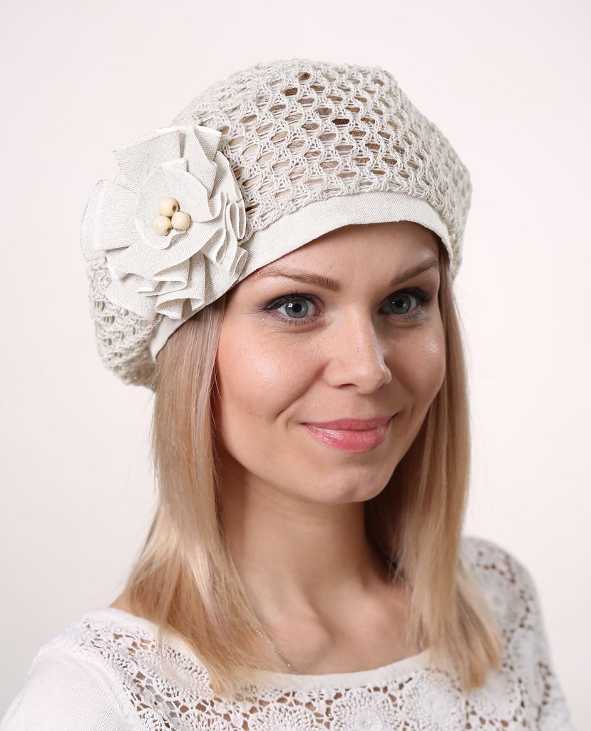 Берет женский ЦВЕТОК Л09-7 белый