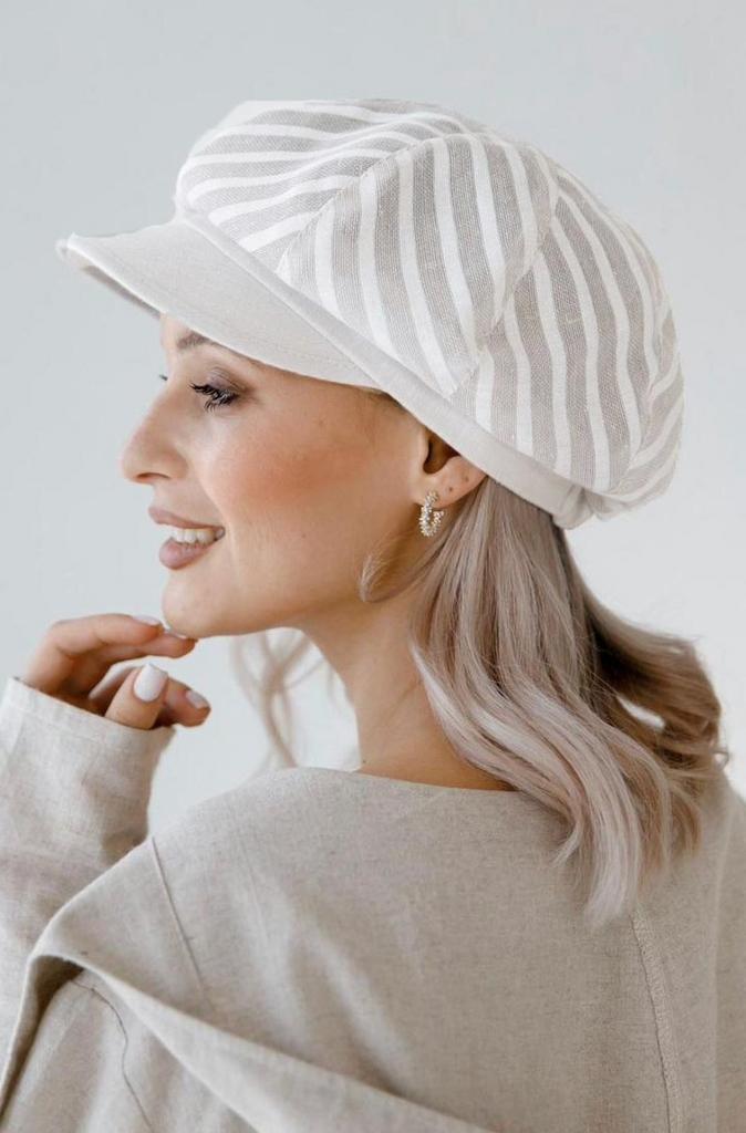 Л 17-2 кепи женская  ЛАТТЕ белая полоска