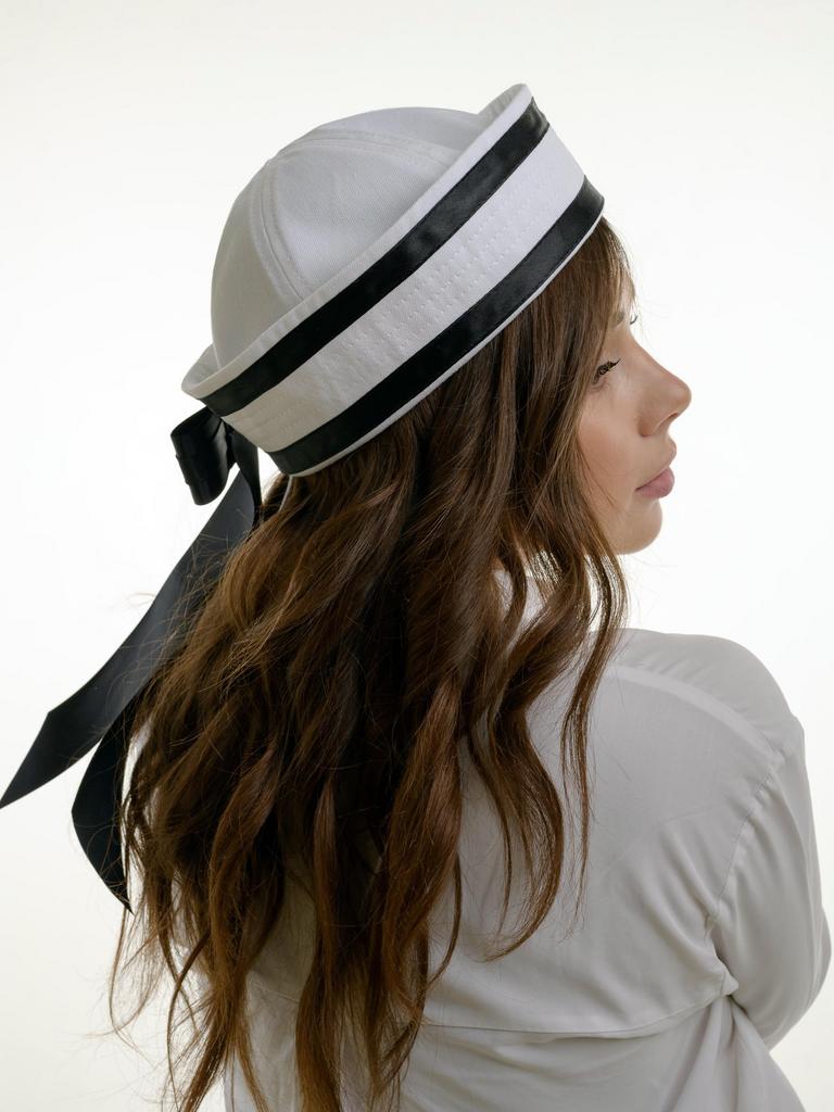 Л05-26 шляпа для женщин МОРЯЧКА белый/черный