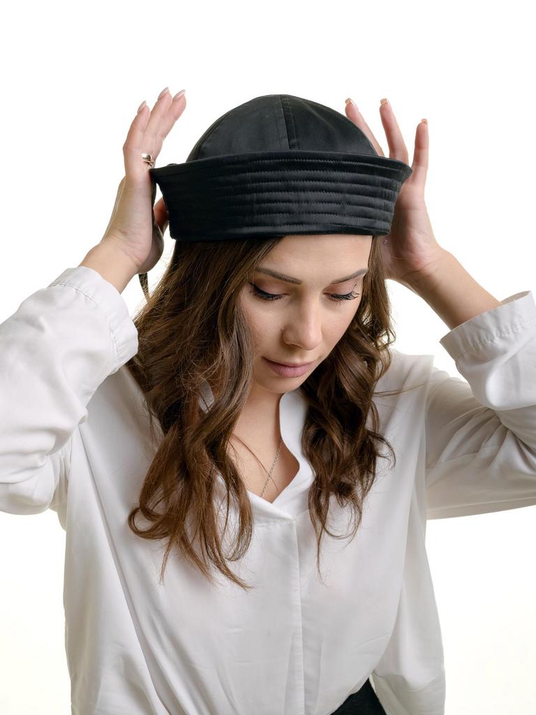 Л05-28 шляпа МОРЯЧКА атлас черный