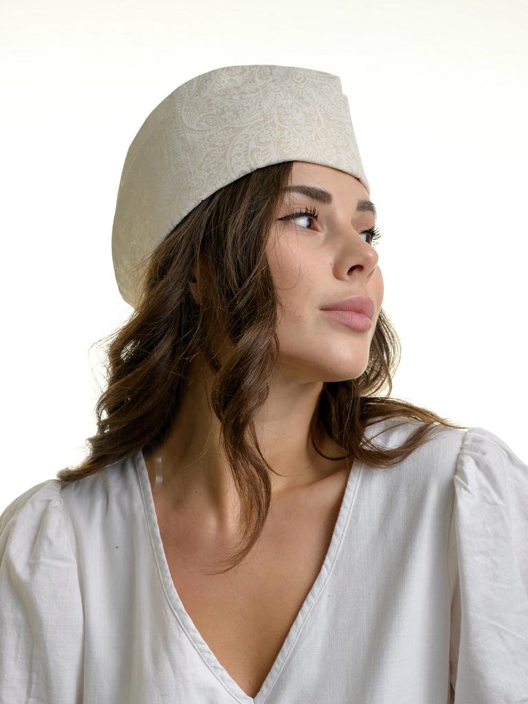 Л05-32 шляпа ПИЛОТКА лен кружева