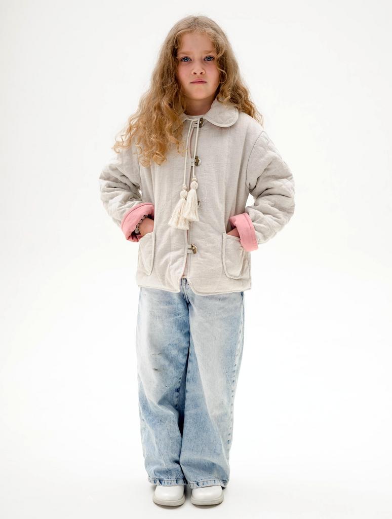 С25-1 жакет стеганный для девочки натуральный