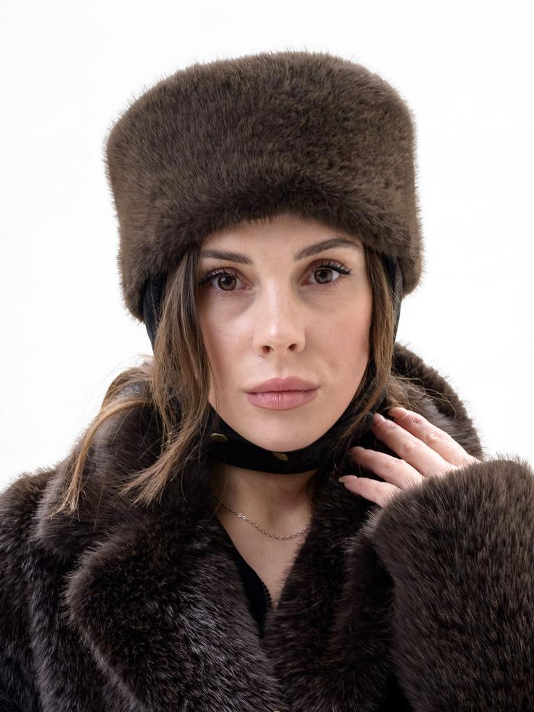 Т26-22 Таблетка кубанка вельветовая с мехом "норка"