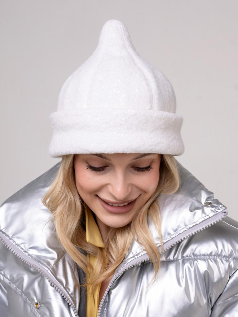 Шляпа Луковка пайетки белая