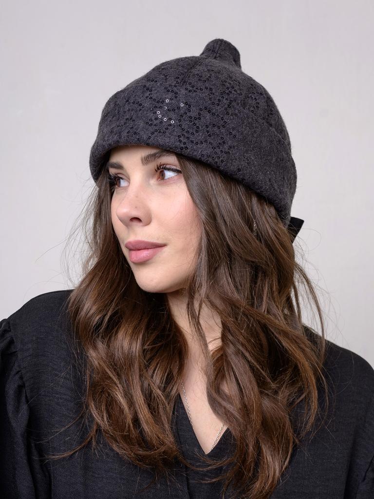 Шляпа Луковка пайетки графит