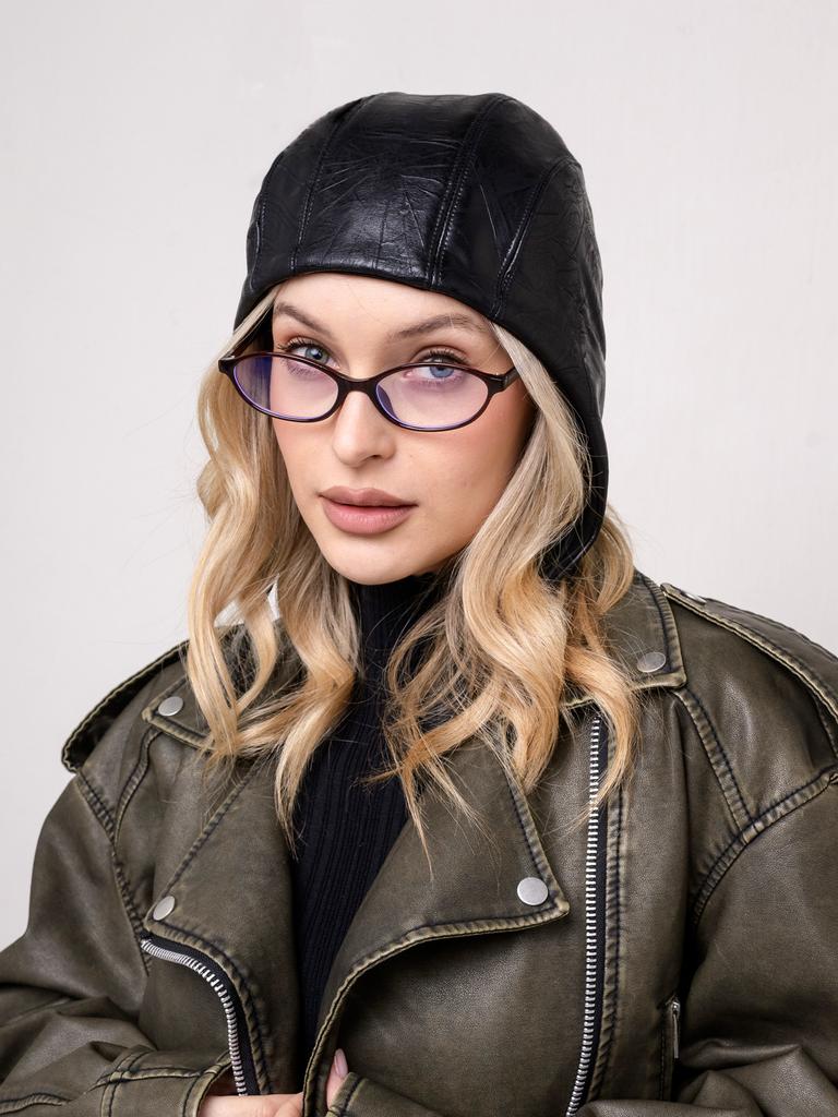 Шлем Авиатор экокожа черный