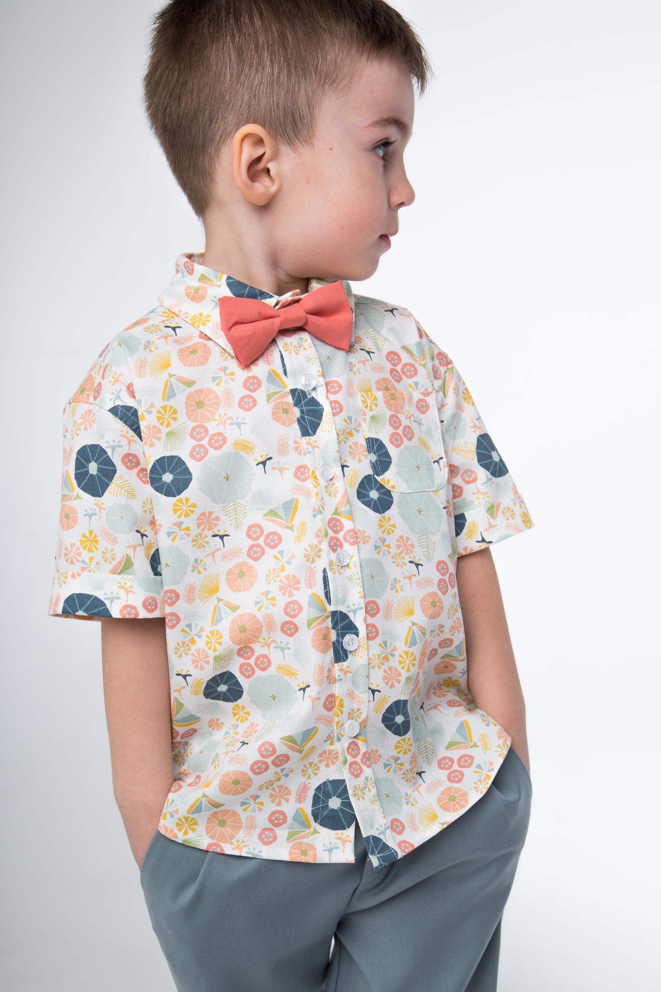 Рубашка "Зонтики на светлом" с коротким рукавом