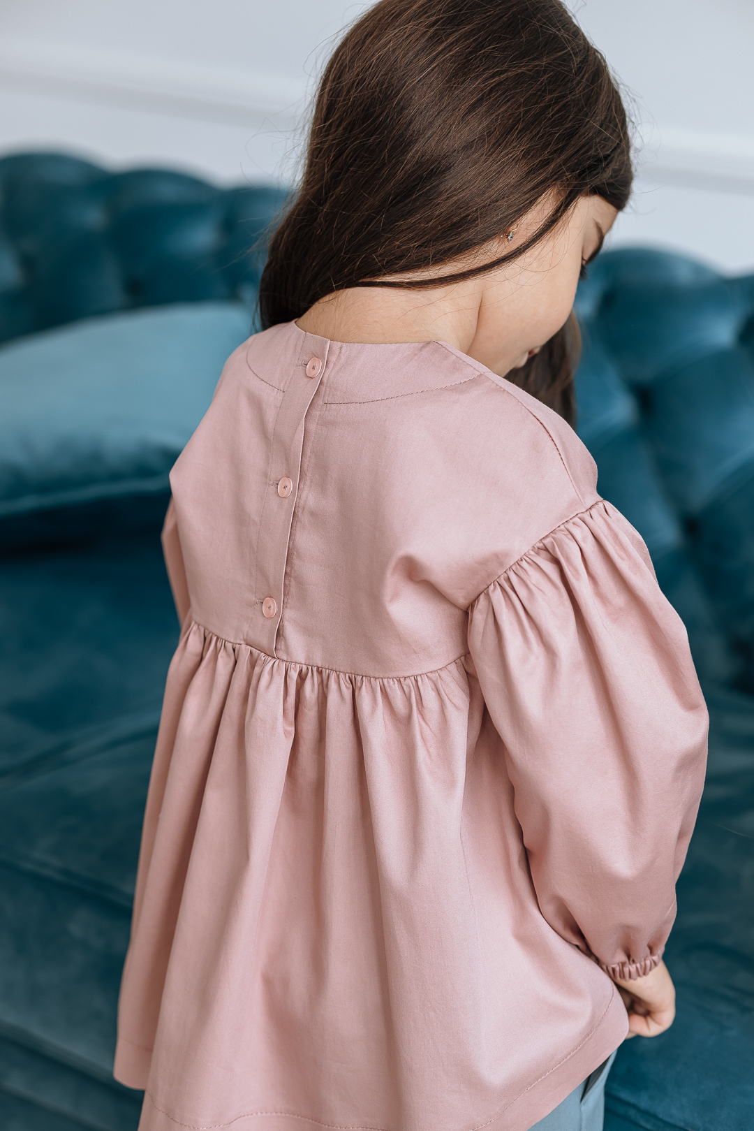 Детская блузка "Пыльная роза"