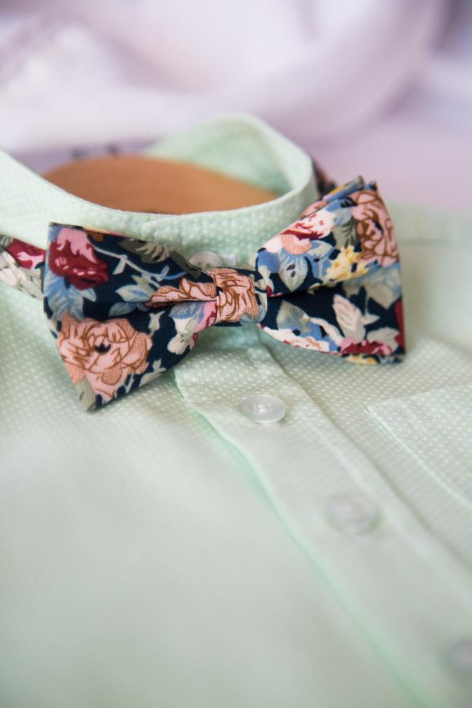 Галстук-бабочка "Цветочный принт "бирюза"