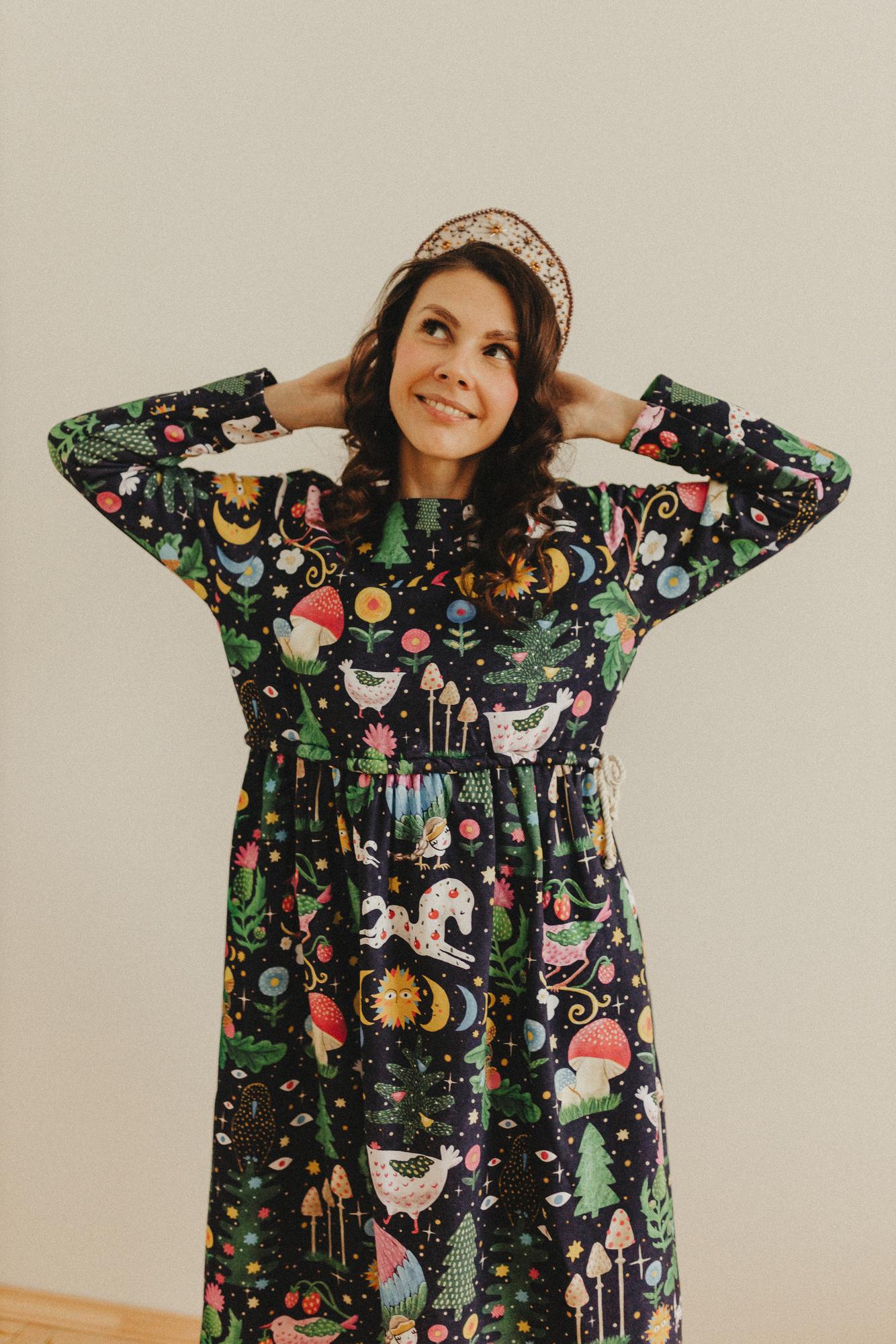 Платье Голубка - Принт Сказка