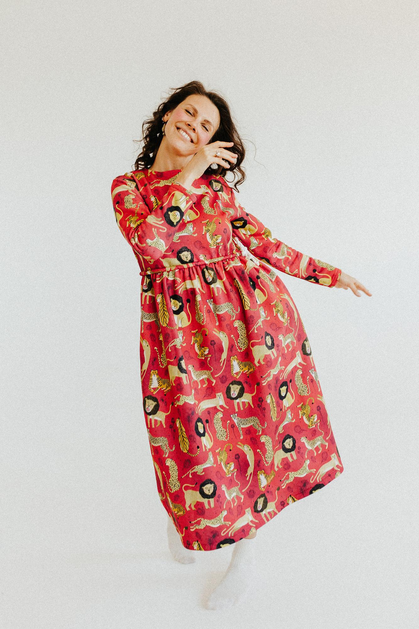 Платье Голубка - Принт Кошачьи