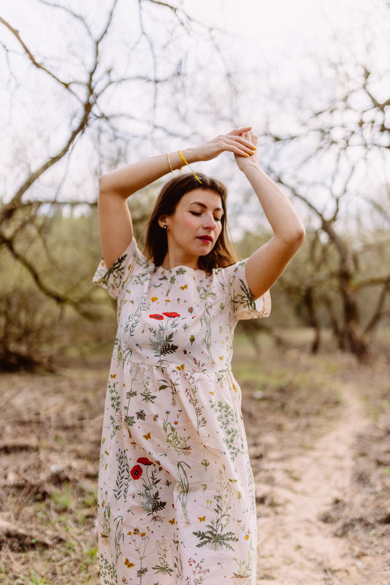 Платье Чайка - Принт Ботаника