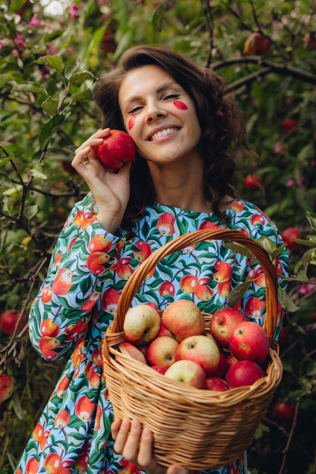 Платье Голубка - Принт Яблочки